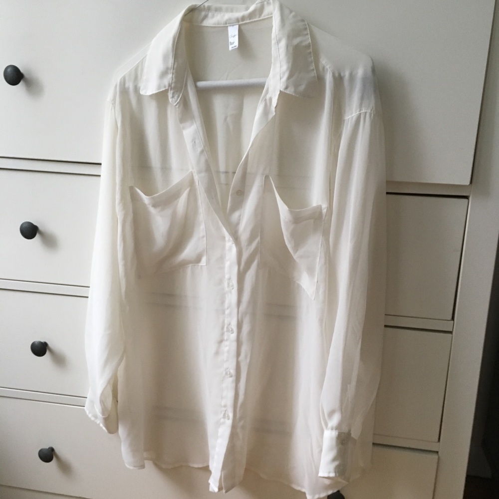 American Apparel sheer chiffon white blouse